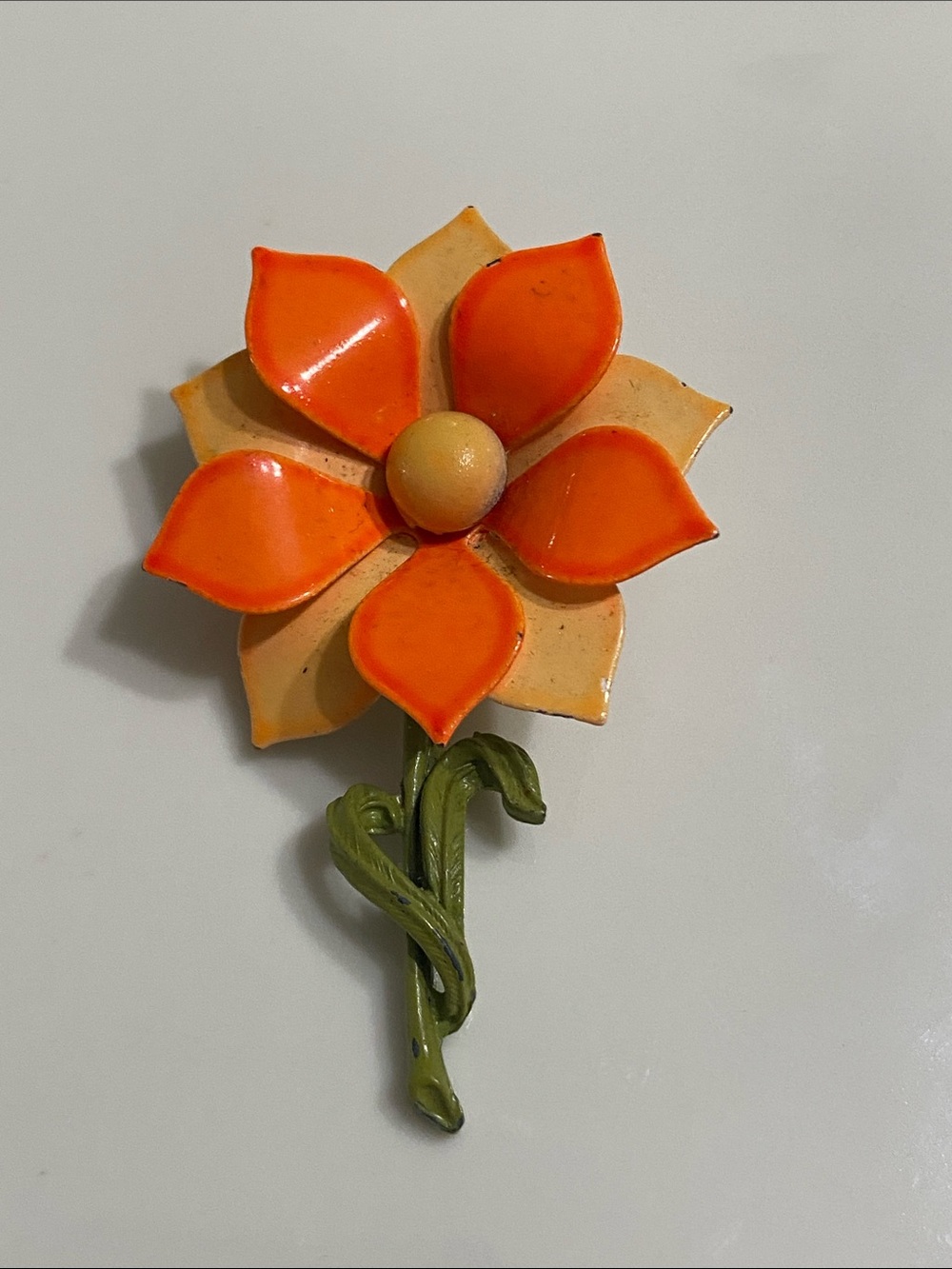 Vintage Orange Flower Pin Brooch